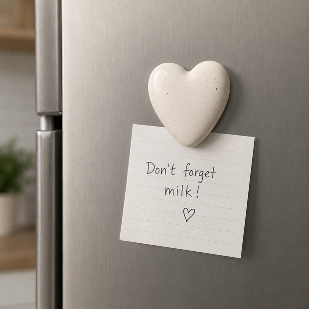 Heart White Ceramic Fridge Magnets (Set of 4) | Minimal Decorative Refrigerator Magnets | ArteCasa - https://artecasa.in/