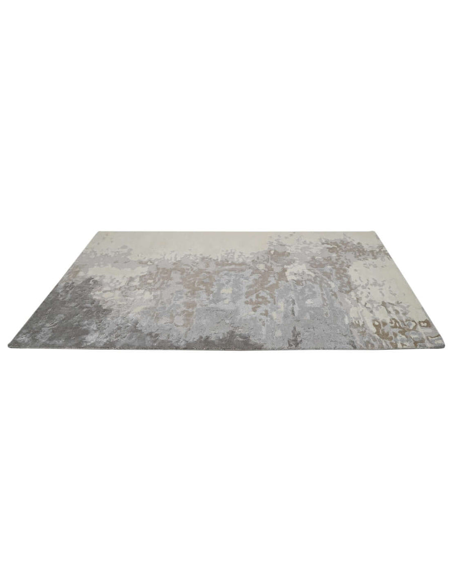 F R O S T luxury modern rug by Cherom in charcoal, silver-grey, taupe, and ivory tones.