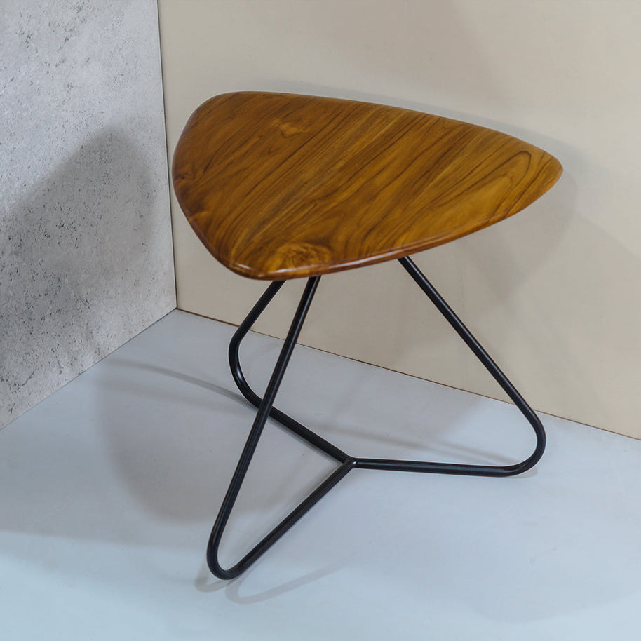 industrial centre table brown teak wood iron metal frame black coffee table