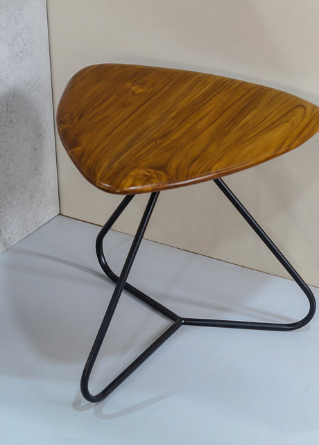 industrial centre table brown teak wood iron metal frame black coffee table