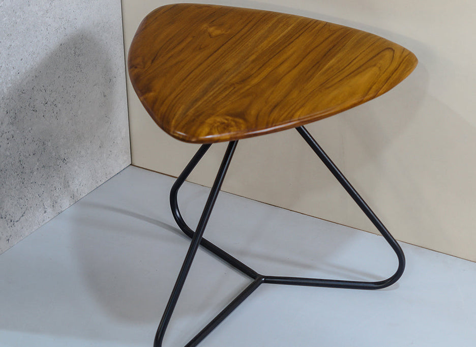 industrial centre table brown teak wood iron metal frame black coffee table
