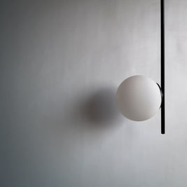 G1 Glass Globe Fixed Ceiling Light Black Arm Pendant Lamp - The Black Steel