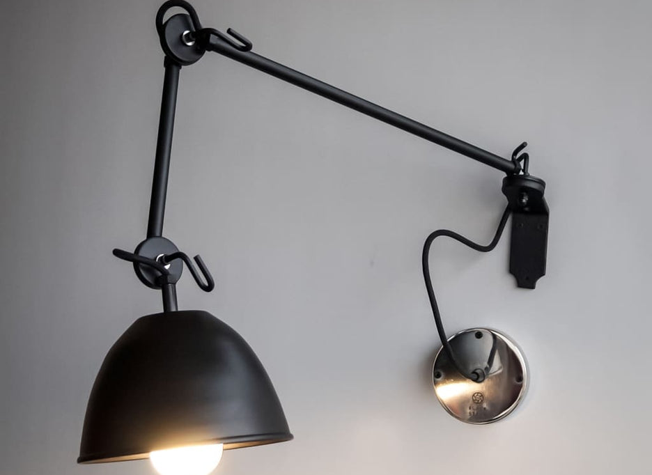 Galaxy Black Swing-Arm Wall Lamp - The Black Steel