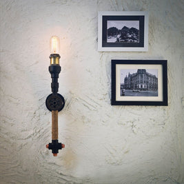 Gear Accent Industrial Rope Wall Lamp - The Black Steel