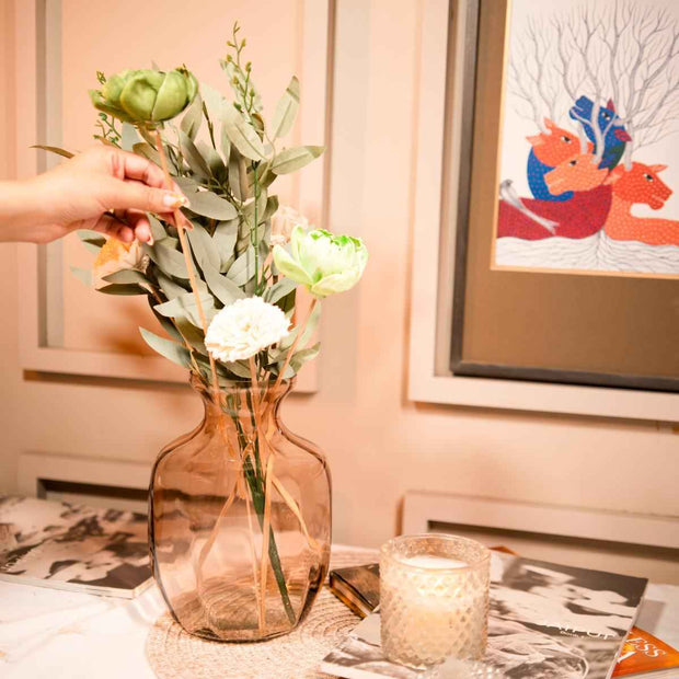 Gentle Glow Vase with Dried Flower Bunch | Elegant Aesthetic Vase Decor Set – ArteCasa