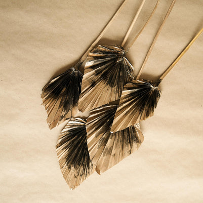 Golden Black Palm Leaves Dried Decor in Decorative Vase
