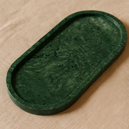 Green Marble Oval Tray | Handcrafted Stone Vanity & Serving Tray