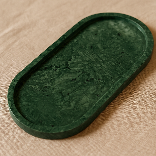 Green Marble Oval Tray | Handcrafted Stone Vanity & Serving Tray