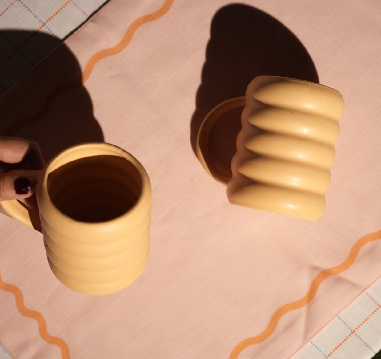 Rounded ceramic mug with comfortable chunky design