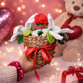 rustic romance bamboo basket handcrafted floral gift by artecasa