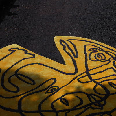 Happy Home Yellow Wool Viscose 6x6 feet Irregular Rug - I MEAN DESIGN