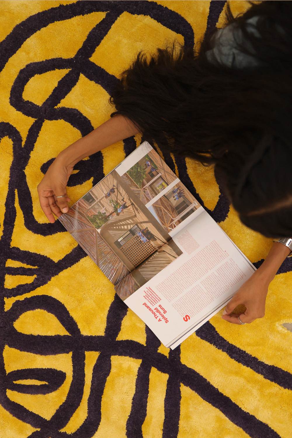 Happy Home Yellow Wool Viscose 6x6 feet Irregular Rug - I MEAN DESIGN