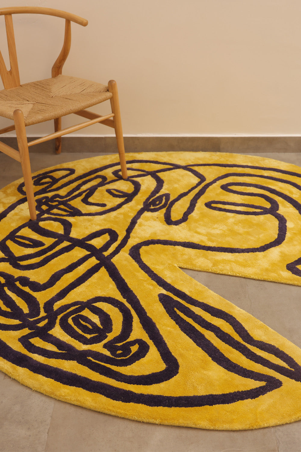 Happy Home Yellow Wool Viscose 6x6 feet Irregular Rug - I MEAN DESIGN