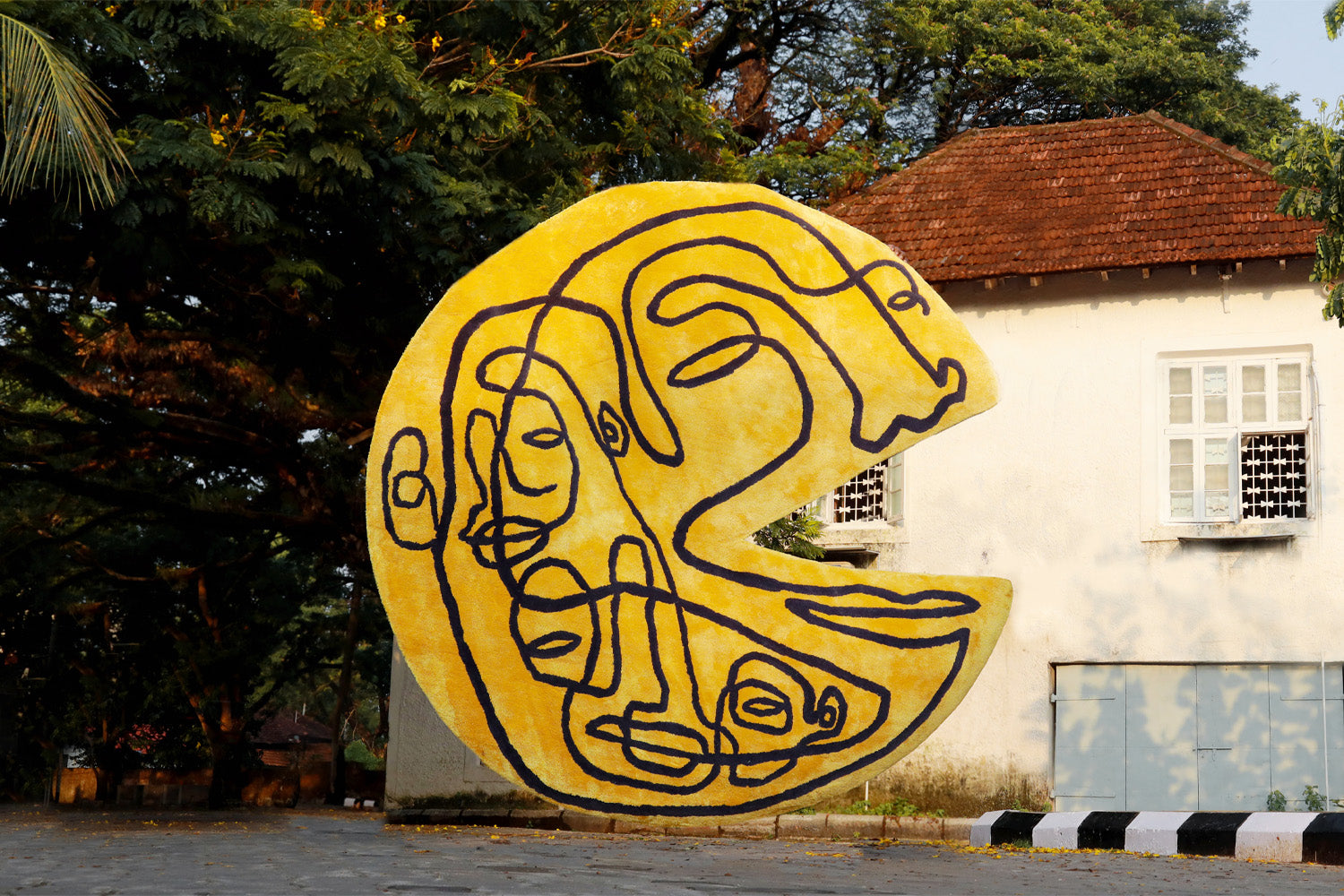 Happy Home Yellow Wool Viscose 6x6 feet Irregular Rug - I MEAN DESIGN