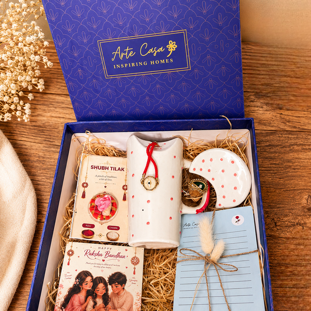 Artecasa Crimson Ceramic Sipper Hamper | Premium Raksha Bandhan Gift Hamper