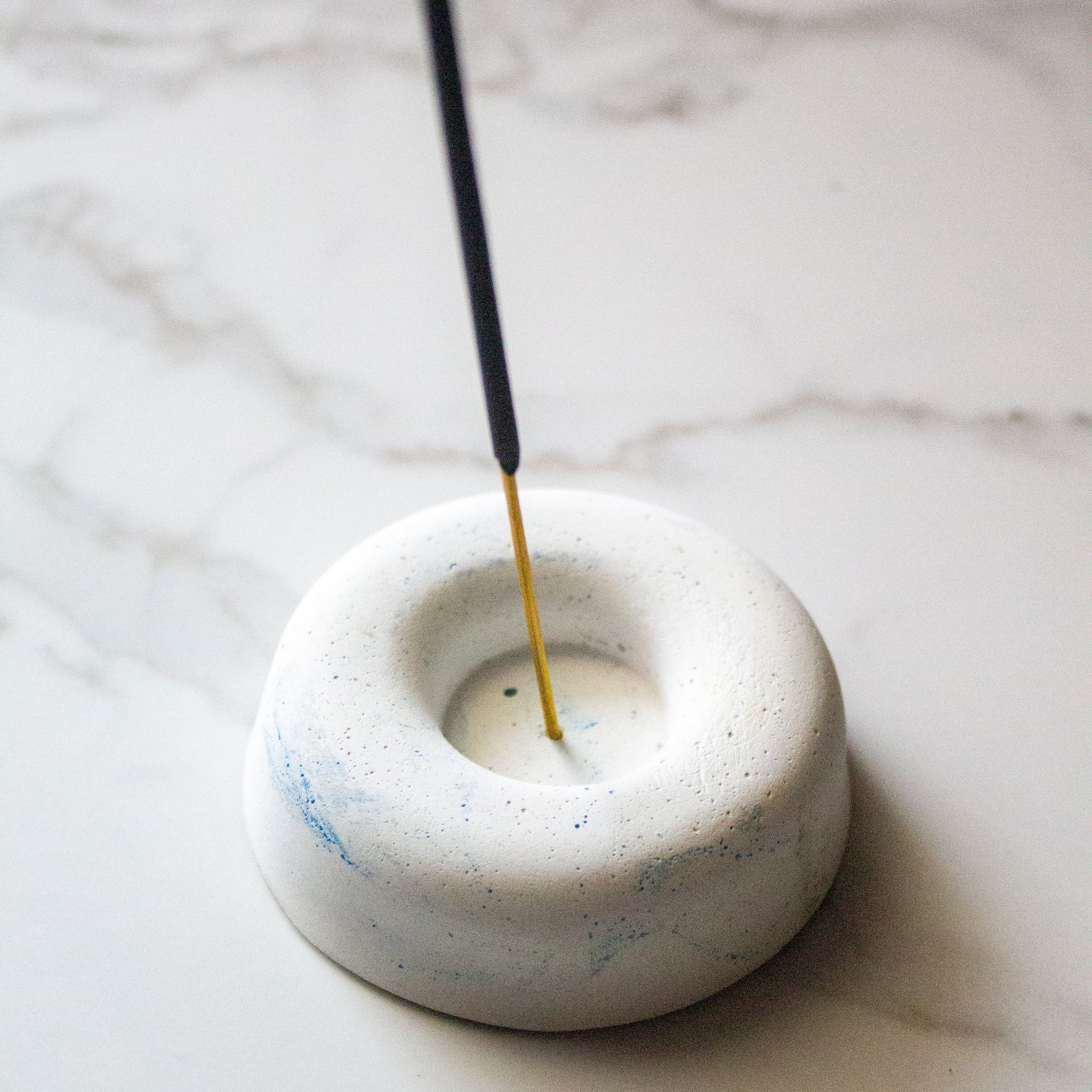 Blue Marbling Incense Holder