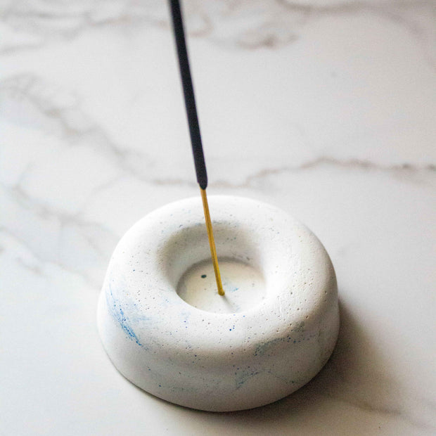 Blue Marbling Incense Holder