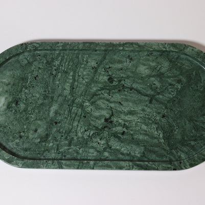 Green Marble Oval Tray | Handcrafted Stone Vanity & Serving Tray