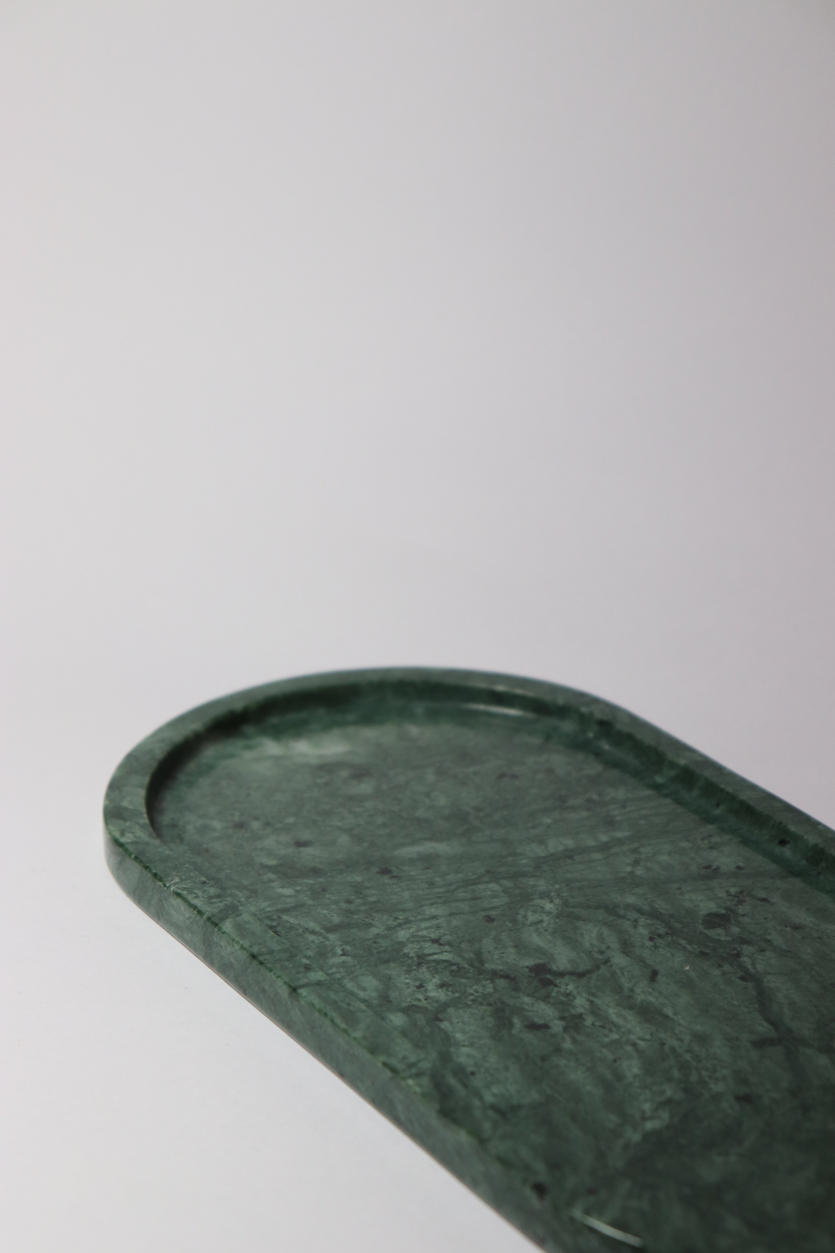 Green Marble Oval Tray | Handcrafted Stone Vanity & Serving Tray