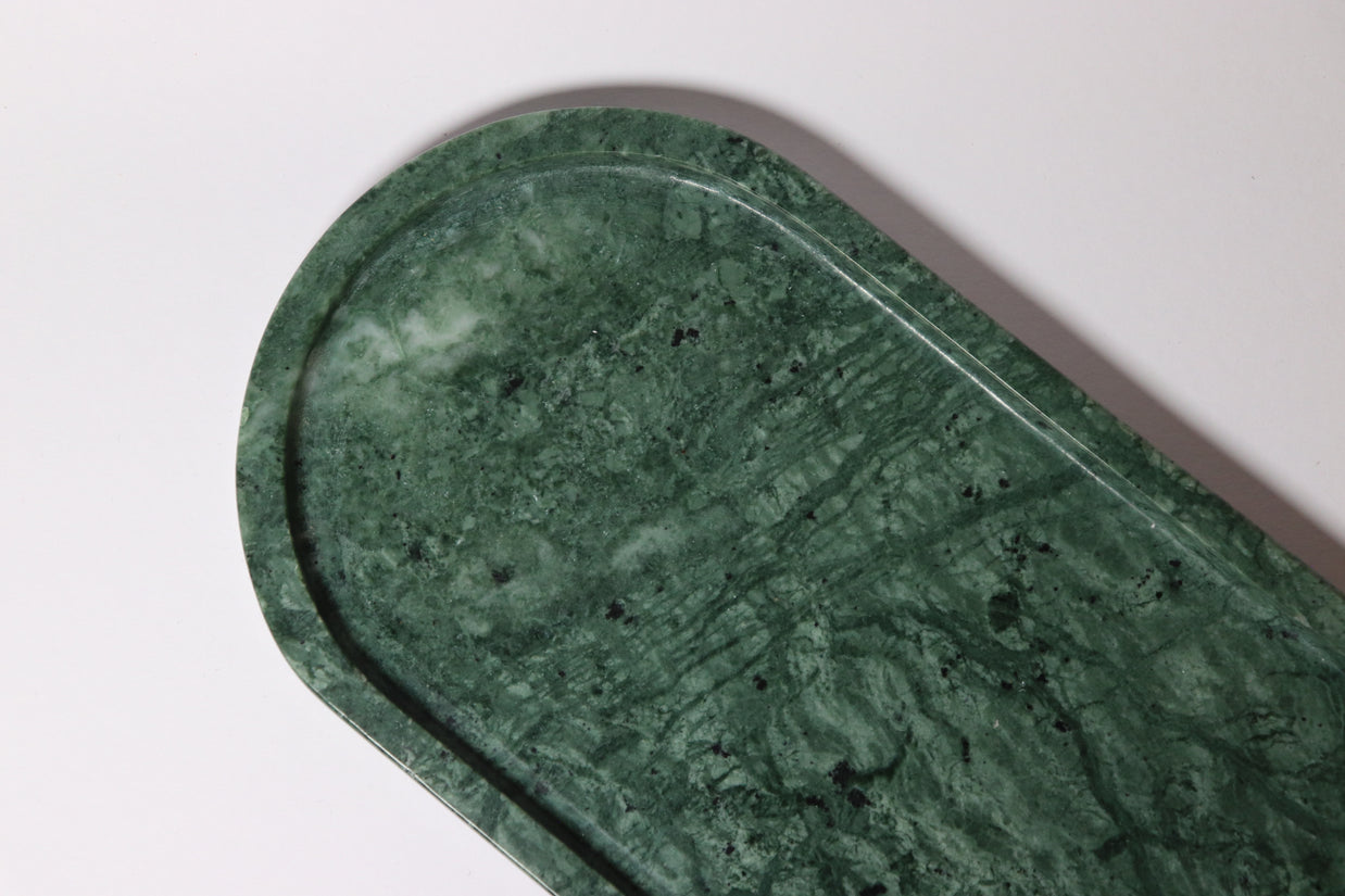 Green Marble Oval Tray | Handcrafted Stone Vanity & Serving Tray