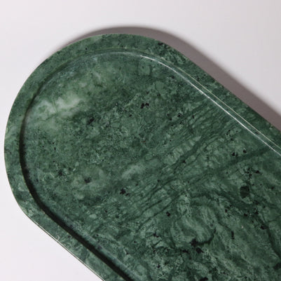 Green Marble Oval Tray | Handcrafted Stone Vanity & Serving Tray