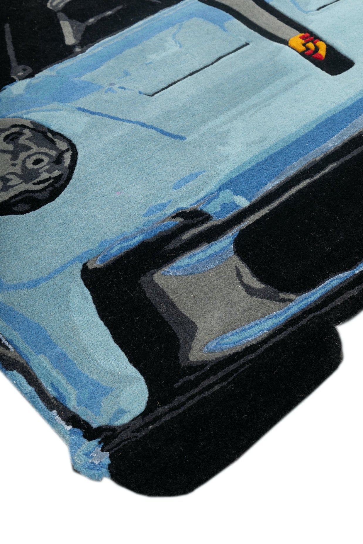 Gt Drift Blue & Black NZ Wool 5.4x3.4 feet Irregular Rug - I MEAN DESIGN