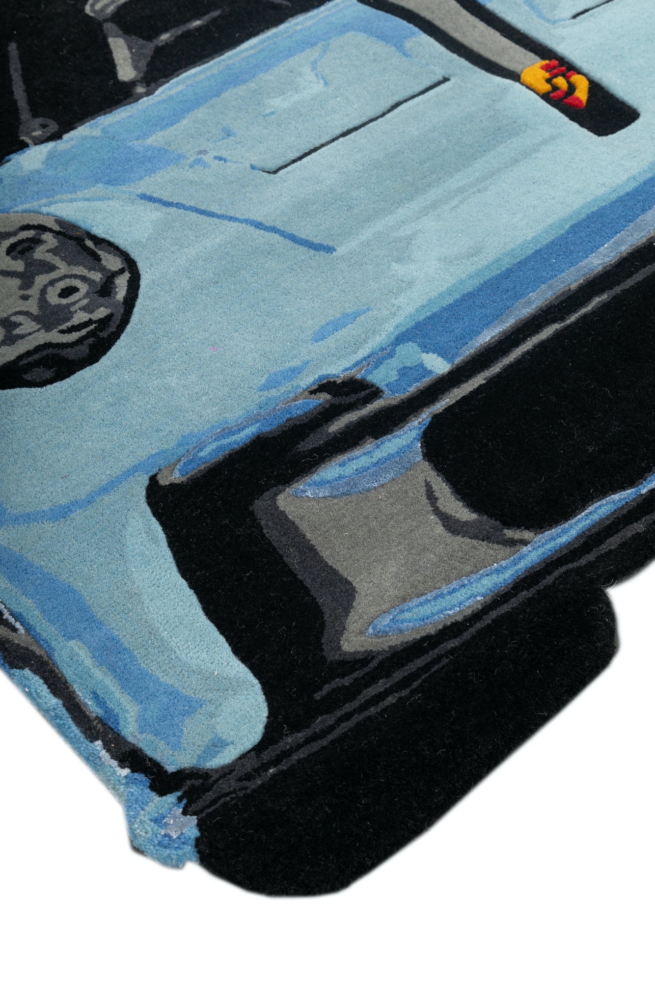 Gt Drift Blue & Black NZ Wool 5.4x3.4 feet Irregular Rug - I MEAN DESIGN