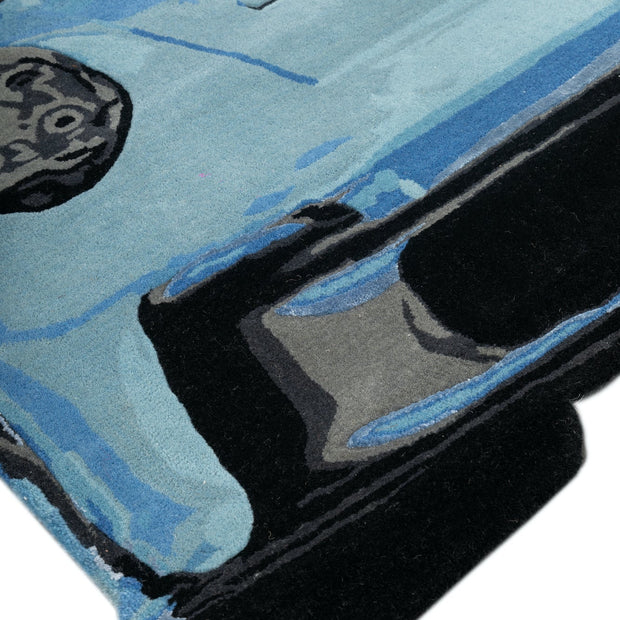 Gt Drift Blue & Black NZ Wool 5.4x3.4 feet Irregular Rug - I MEAN DESIGN