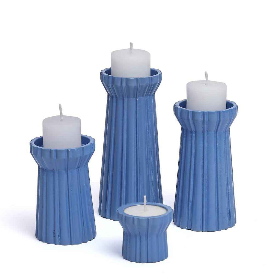 Qutub  Azure Blue Candle Stand - t light
