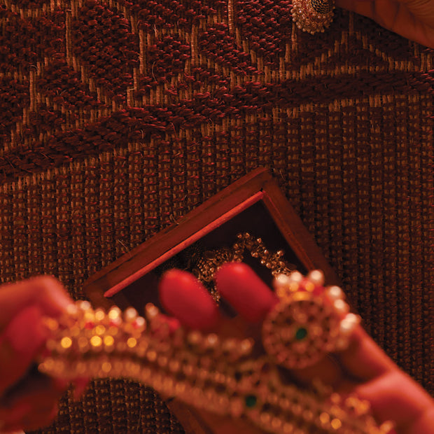 Kavadam   Maroon & Gold Sisal 5x8 feet Rectangle Rug - I MEAN DESIGN