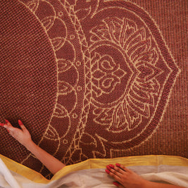 Kireedam  Maroon & Gold Sisal 6x9 feet Rectangle Rug - I MEAN DESIGN