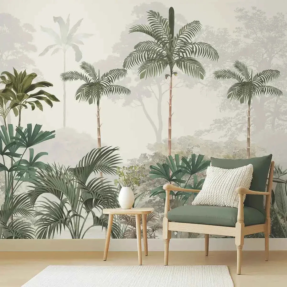 Kovalam Tropical Wallpaper for Rooms, Green, Customised