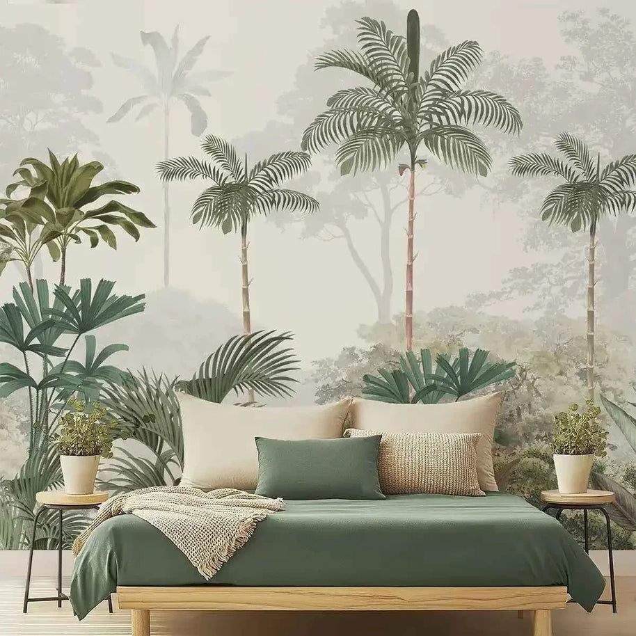 Kovalam Tropical Wallpaper for Rooms, Green, Customised
