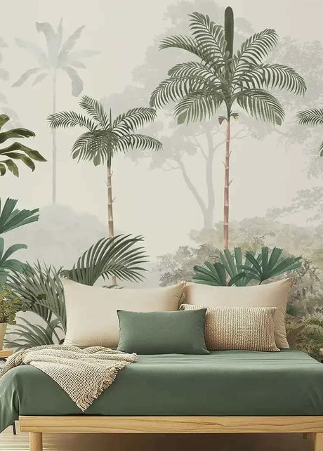 Kovalam Tropical Wallpaper for Rooms, Green, Customised