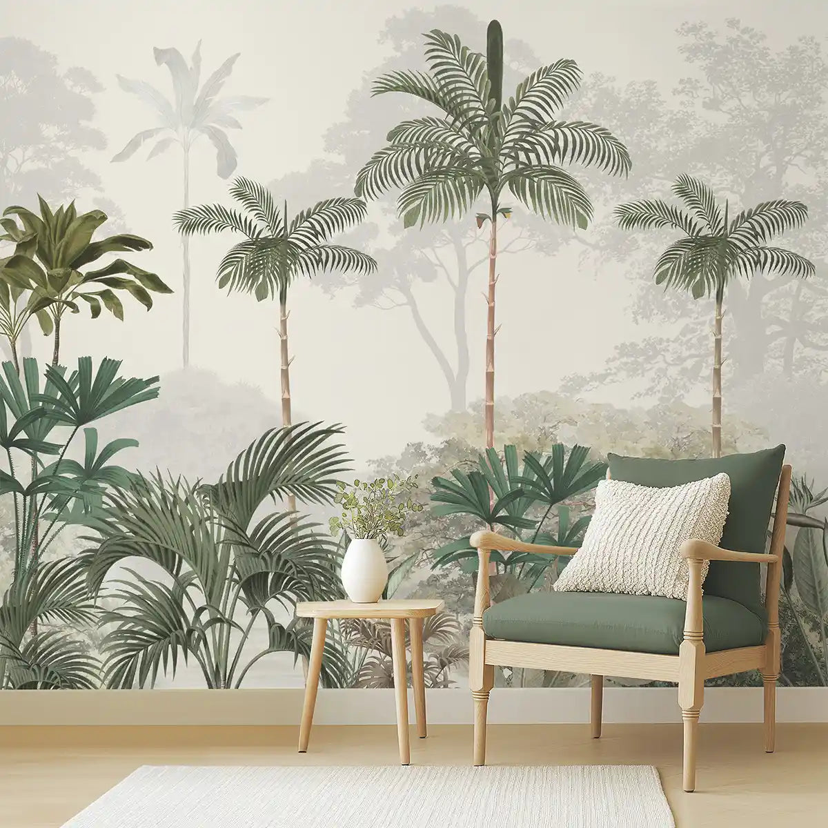 Kovalam Tropical Wallpaper for Rooms, Green, Customised