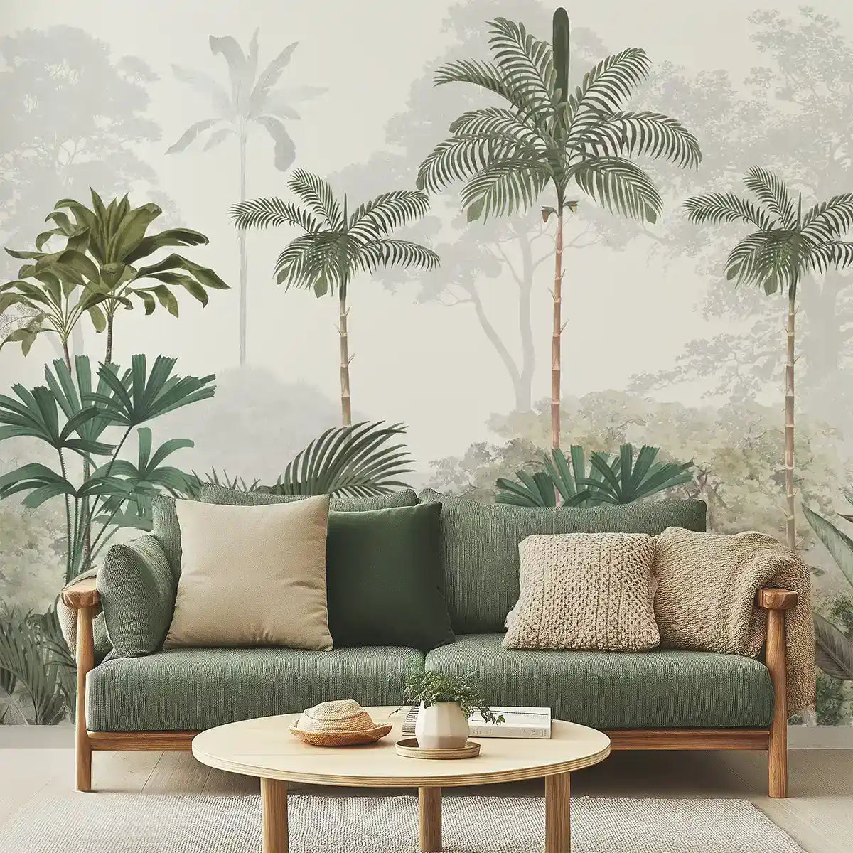 Kovalam Tropical Wallpaper for Rooms, Green, Customised