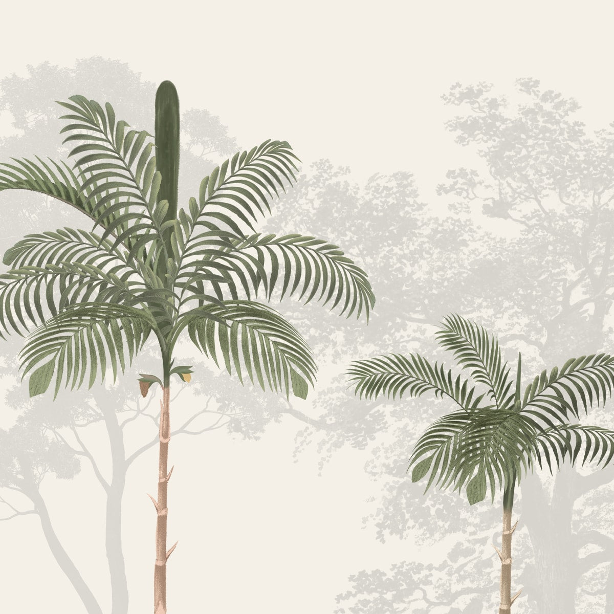 Kovalam Tropical Wallpaper for Rooms, Green, Customised