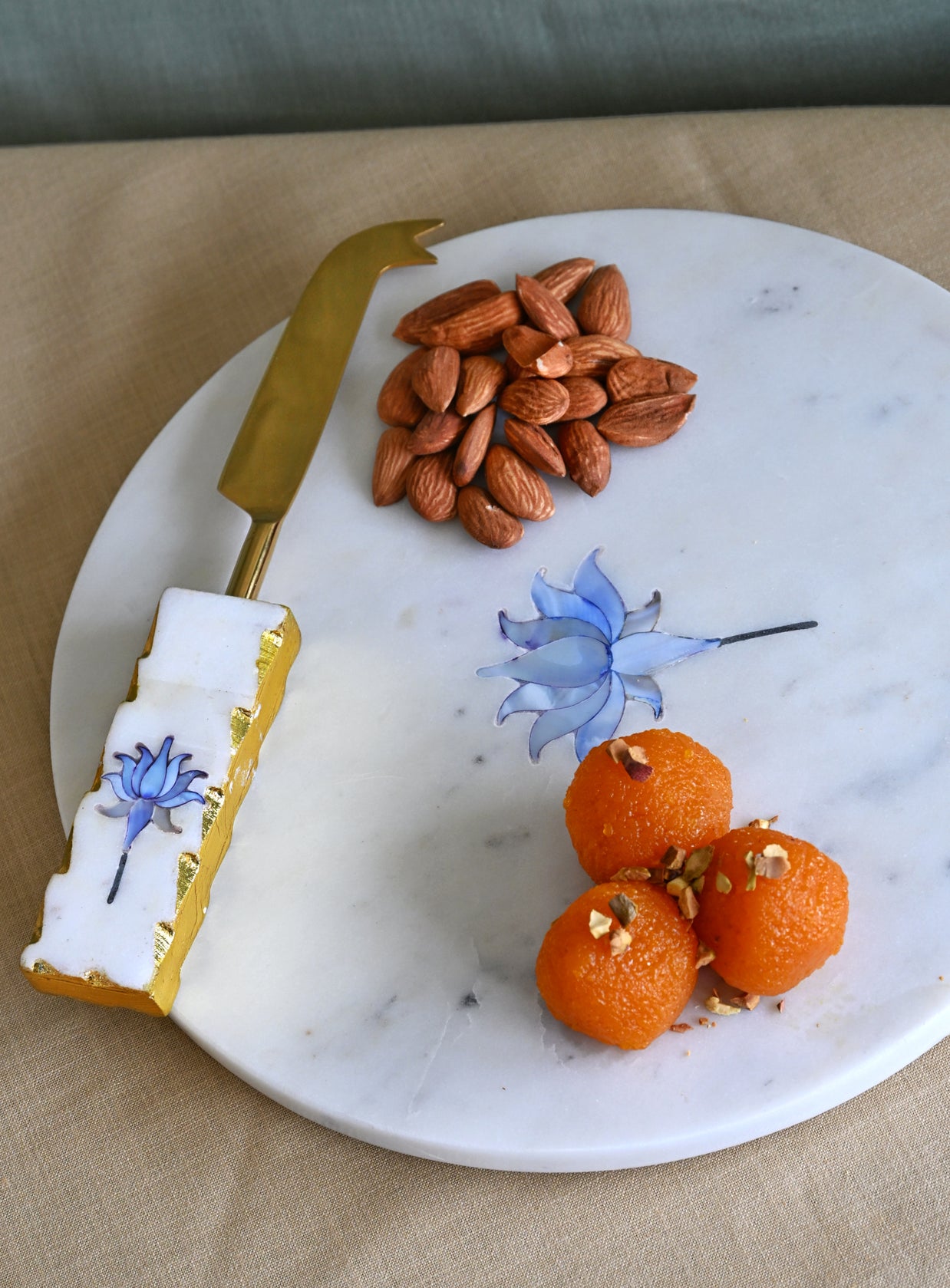 Lotus Bloom Marble Platter