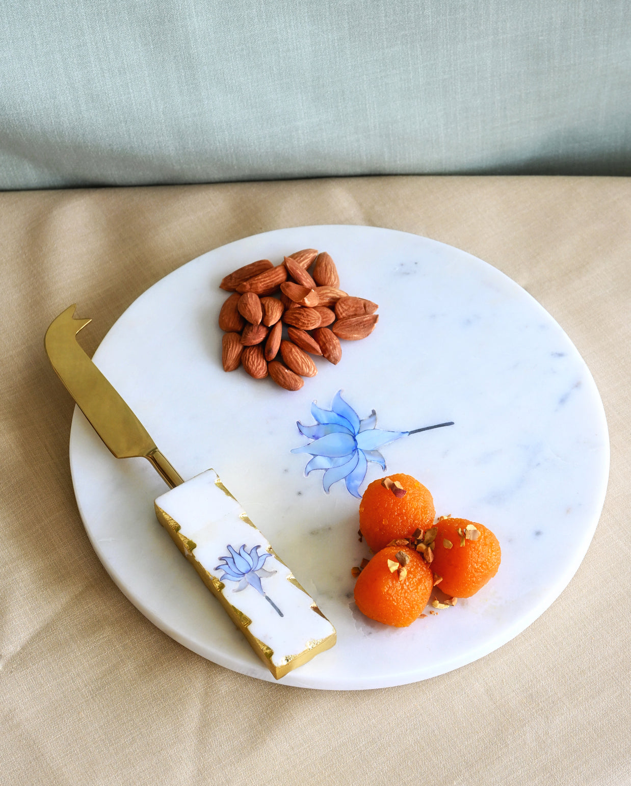 Lotus Bloom Marble Platter