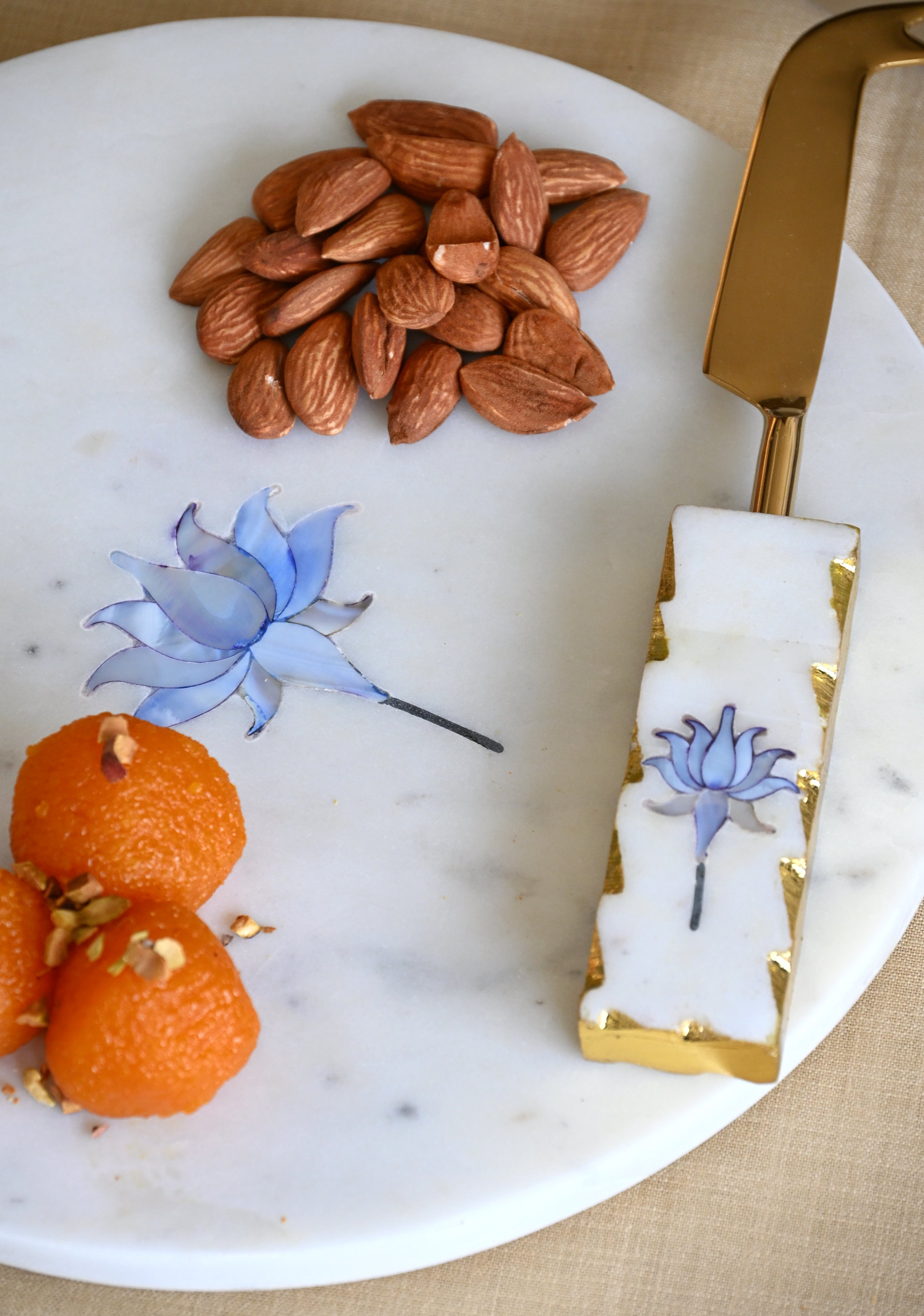 Lotus Bloom Marble Platter