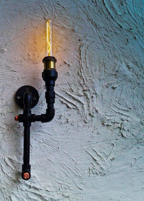 Low-Key Dawn Industrial Wall Lamp - The Black Steel