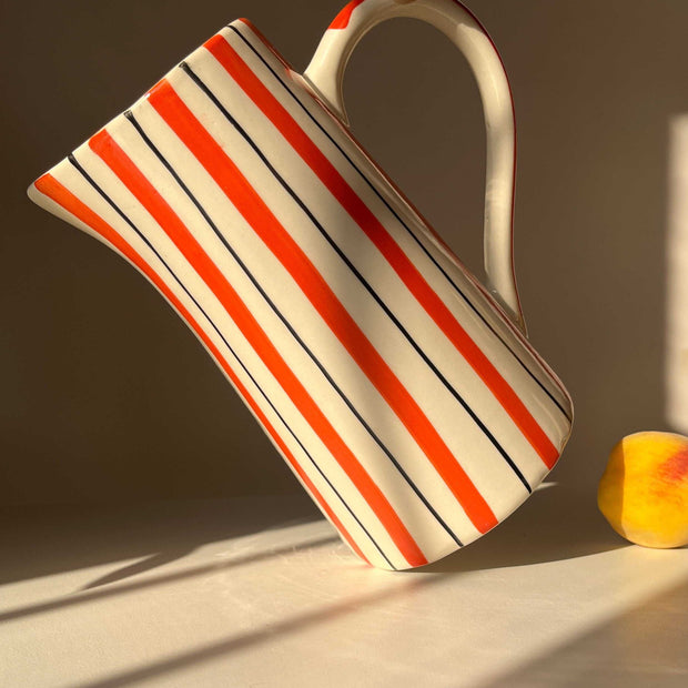 Marmalade Jug/Vase with hand-painted orange stripes