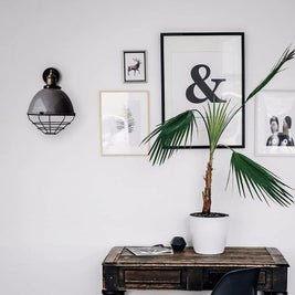 Metallic Silver Finish Industrial Retro Dome Wall Sconce - The Black Steel