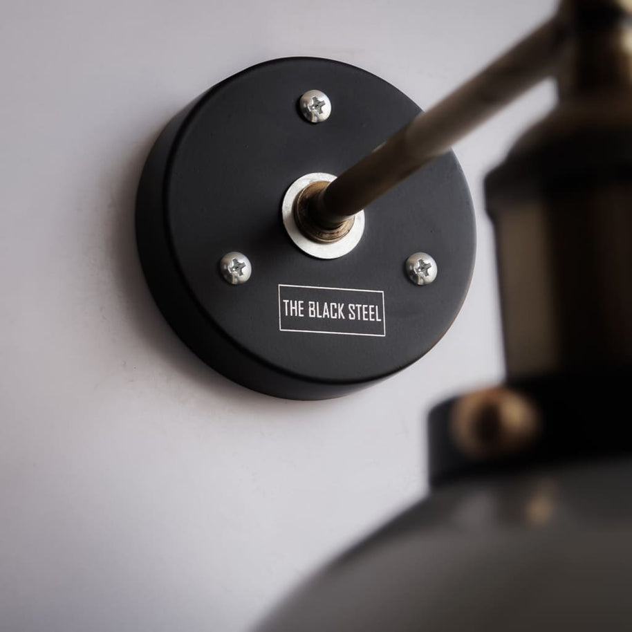 Metallic Silver Finish Industrial Retro Dome Wall Sconce - The Black Steel