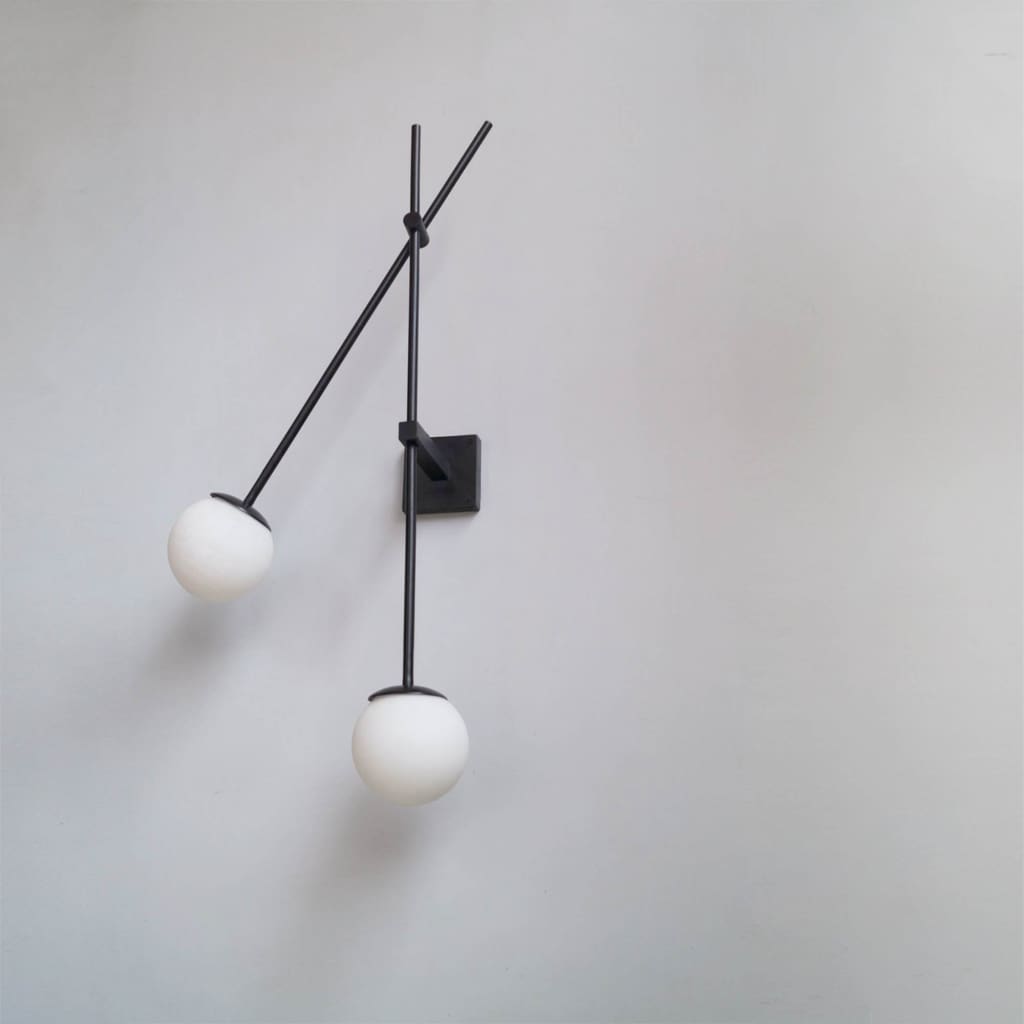 Minimalistic Frosted Glass Wall Light Fixture - The Black Steel