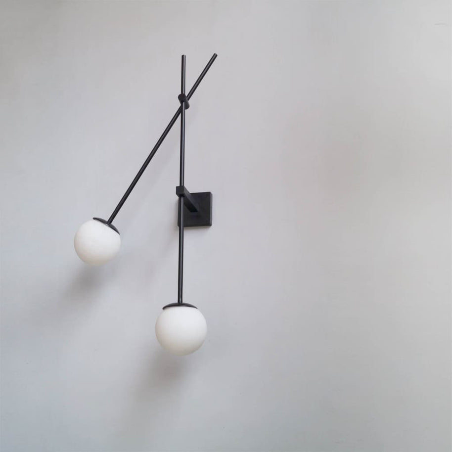Minimalistic Frosted Glass Wall Light Fixture - The Black Steel
