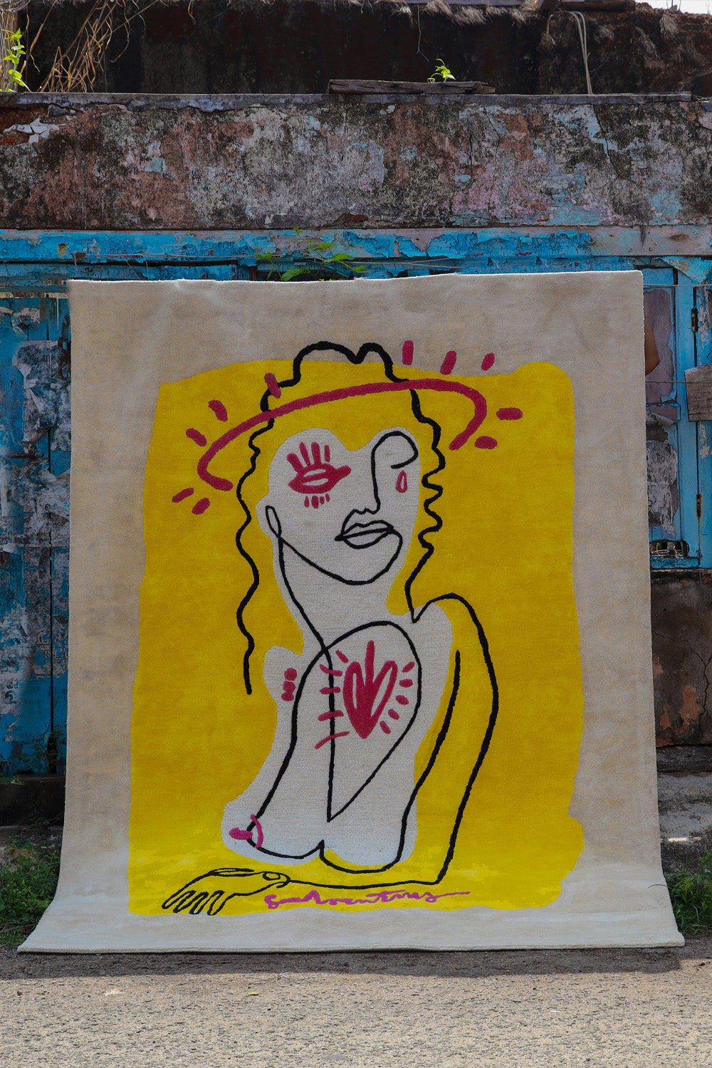 Mono Madonna Multicolour Wool Viscose 6x8 feet Rectangle Rug - I MEAN DESIGN