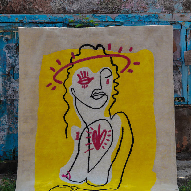 Mono Madonna Multicolour Wool Viscose 6x8 feet Rectangle Rug - I MEAN DESIGN