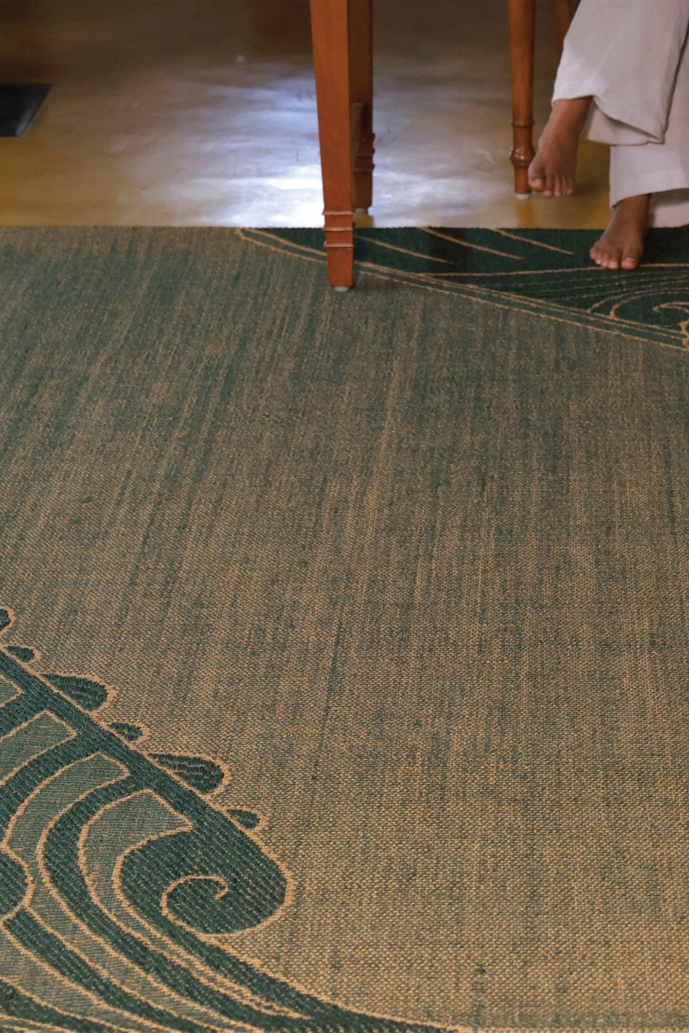 Nettipattam Green & Gold Sisal 6x9 feet Rectangle Rug - I MEAN DESIGN