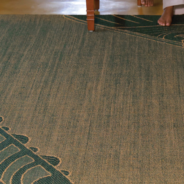 Nettipattam Green & Gold Sisal 6x9 feet Rectangle Rug - I MEAN DESIGN